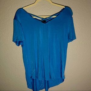 V-Neck Shamaim Blue Short-Sleeve Shirt